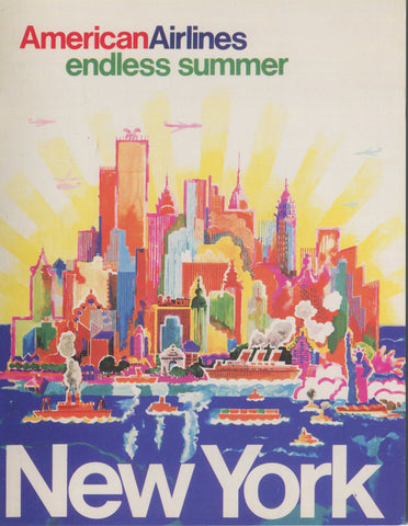American Airlines New York City Endless Summer Travel Poster Note Card
