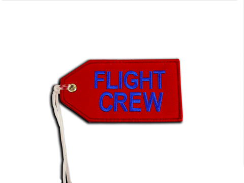 Embroidered Navy on Red Flight Crew Bag Tag