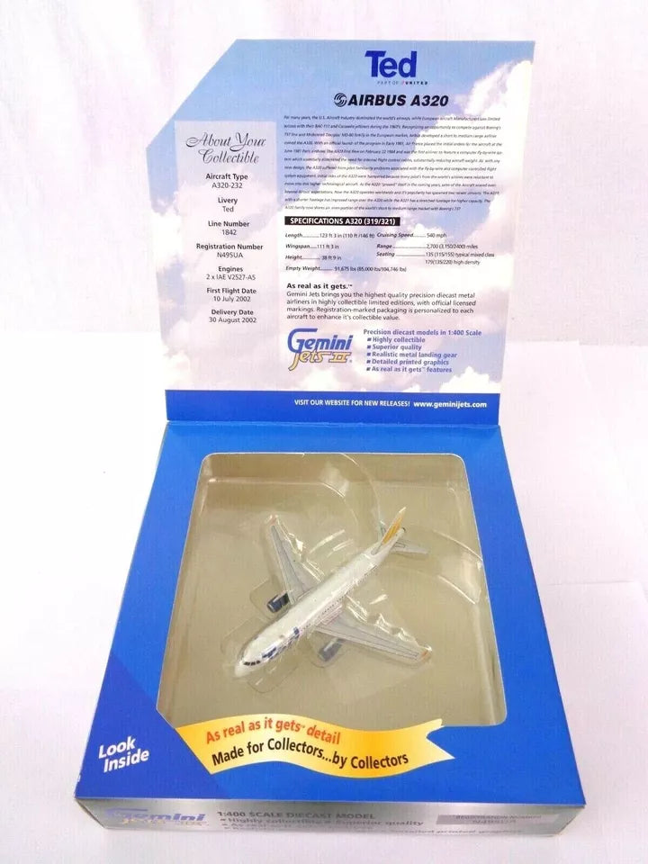 TED United Airlines A320 N495UA Gemini Jets Scale 1400 Airline