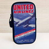 United Airlines 1940's Timetable Cover Bag Sticker Travel Pouch
