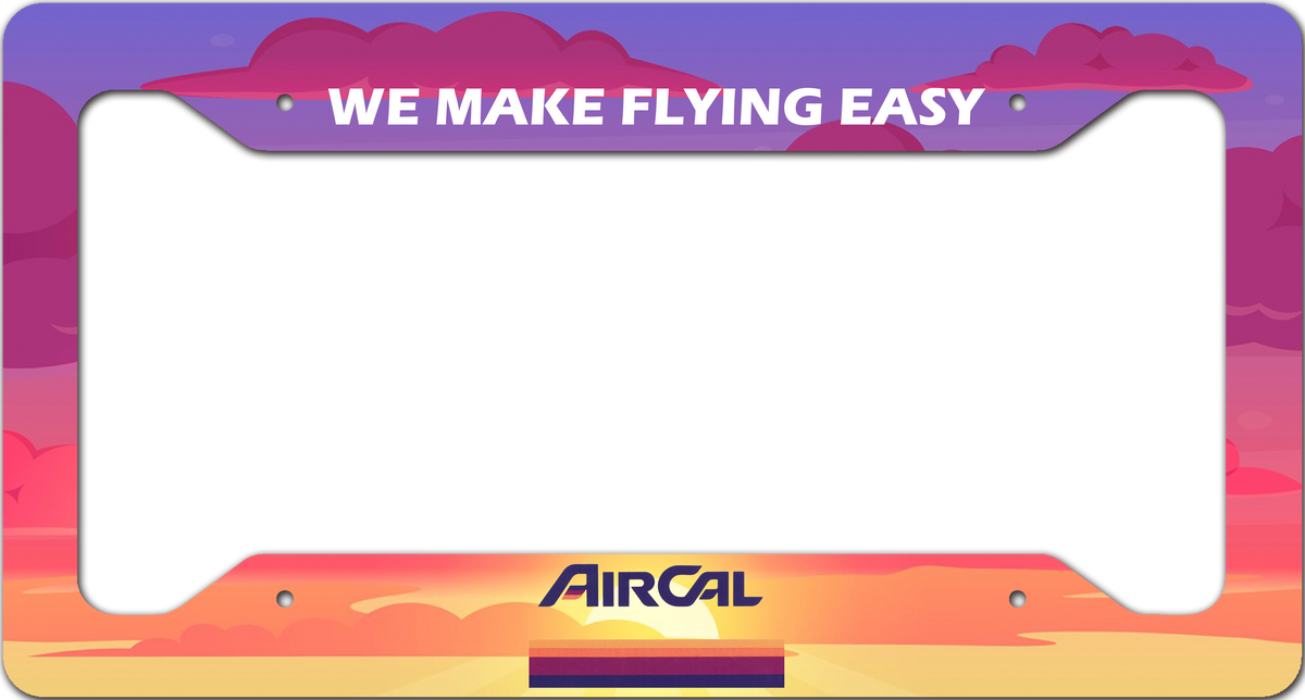 Air Cal Sunset "We Make Flying Easy" License Plate Frame Airline