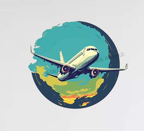 Airplane Art Globe Decal Stickers