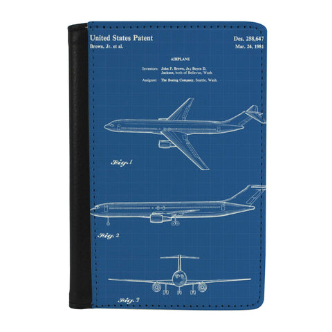 Airplane Blueprint Passport Case