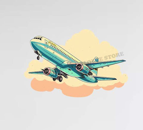 Airplane Flying In The Clouds Decal Stickers