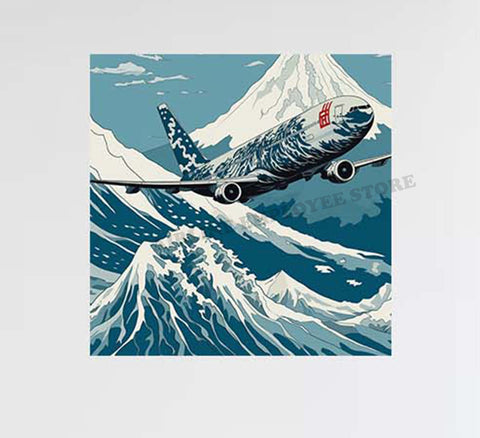 Airplane Mountain Japan Style Design Decal Stickers