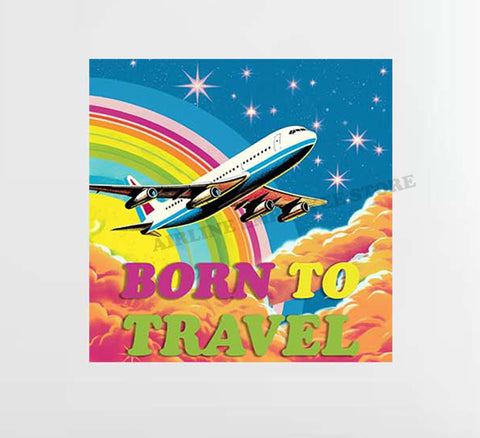 Born To Travel Rainbow Design Decal Stickers