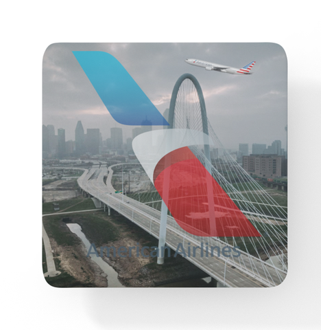 American Airlines - Origin View Of Dallas Texas - Square Coaster