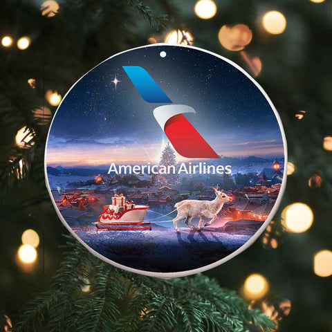 American Airlines North Pole Round Ceramic Ornaments