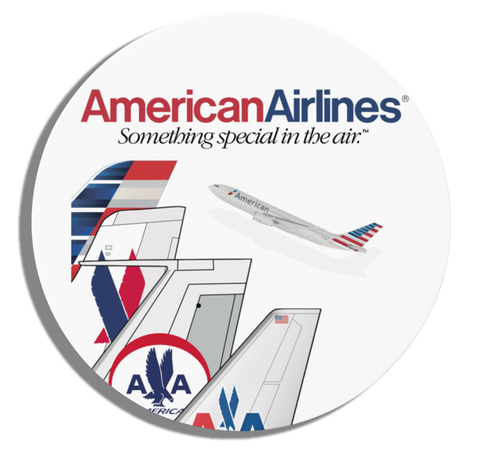 America Airlines Tails Round Magnet