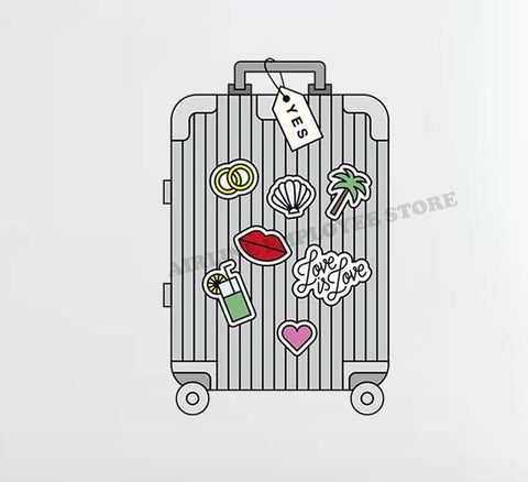 Silver Luggage Bag Design Decal Stickers
