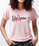 BELIEVE Breast Cancer Awareness Lightweight Unisex T-shirt