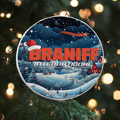 Braniff Winter Wonderland Round Ceramic Ornaments