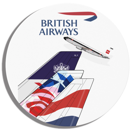 British Airways Tails Round Magnet