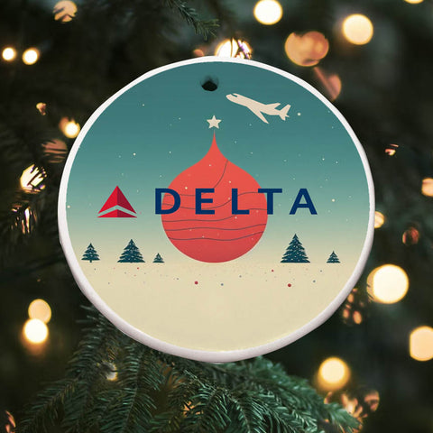 Delta Airlines Holiday Round Ceramic Ornaments