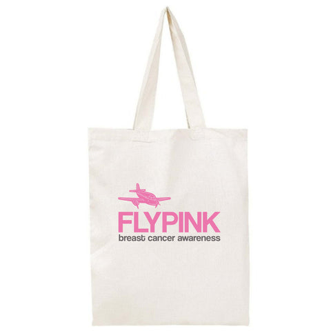 Fly Pink w/ Plane Breast Cancer Awareness Tote Bag