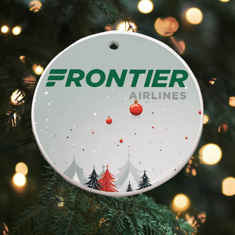 Frontier Airlines Christmas Round Ceramic Ornaments