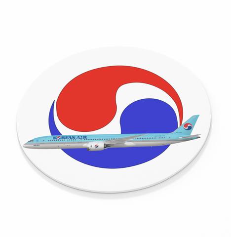 Korean Air Logo w/ Livery  -  Round Coaster