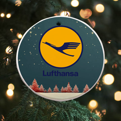 Lufthansa Airlines Winter Wonderland Round Ceramic Ornaments