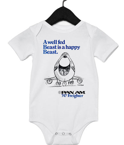 Pan Am 747 Freighter "A Well Fed Beast Is A Happy Beast" Infant Bodysuit