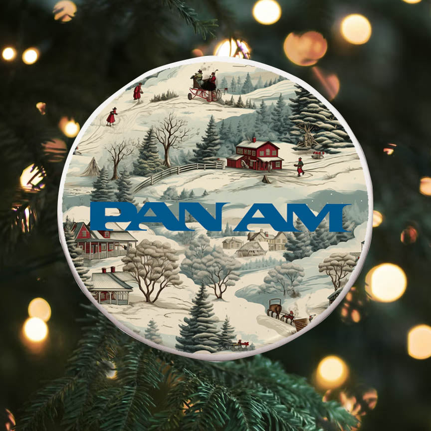 Pan American Airways Snowy Season Round Ceramic Ornaments