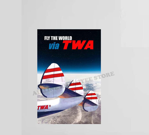 Fly The World Via TWA Decal Stickers