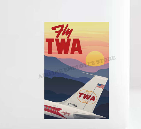 Fly TWA Sunset Decal Stickers