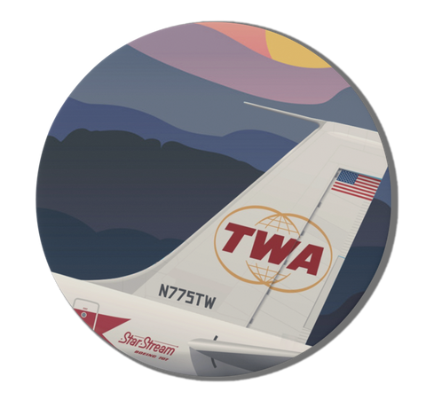 TWA Globe Tail Sunset Round Magnet