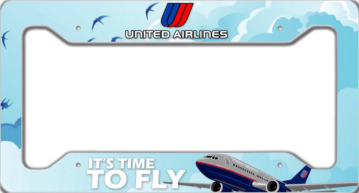 United Airlines "It's Time To Fly" License Plate Frame Airline