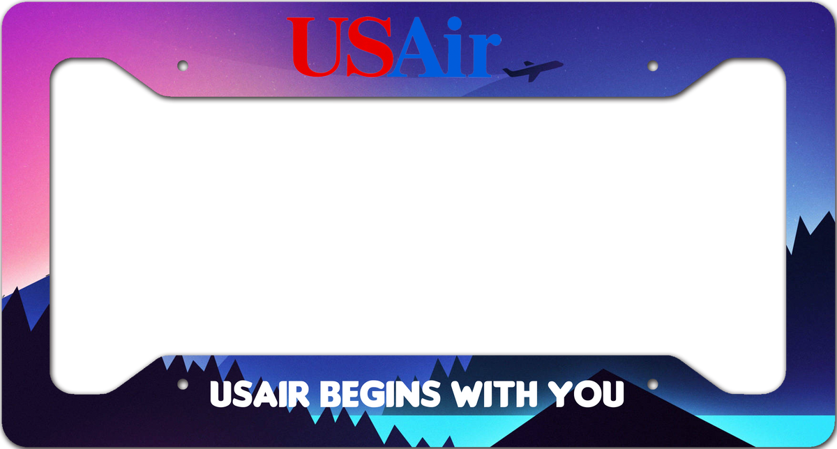 US Air Night Sky "Usair Begins With You" License Plate Frame