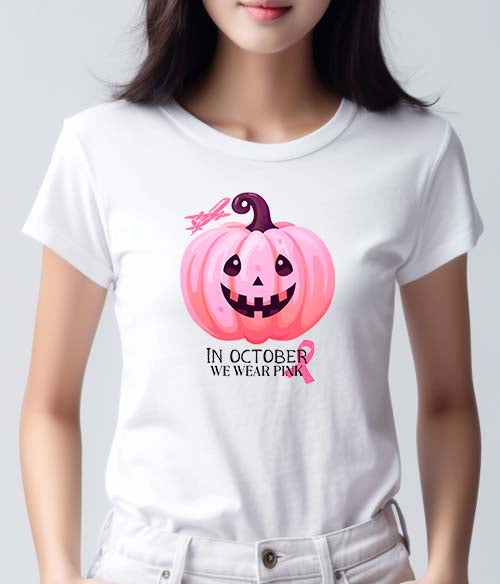 Pink Pumpkin Breast Cancer Awareness Shirt