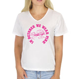 "In October We Wear Pink" w/ Plane Breast Cancer Awareness Lightweight Unisex T-shirt