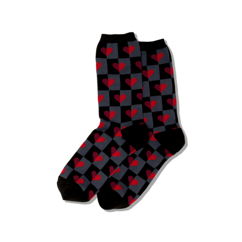 Black Hearts Women's Travel Themed Crew Socks