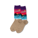 Hawaii Women's Travel Themed Crew Socks