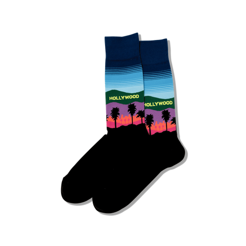 Hollywood Men's Travel Themed Crew Socks