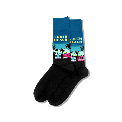 South Beach Men's Travel Themed Crew Socks