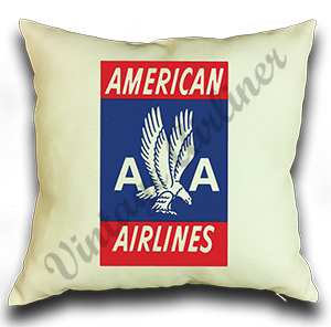 American Airlines 1940's Red Bag Sticker Linen Pillow Case Cover