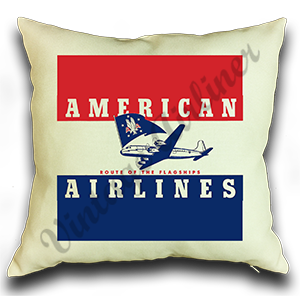 American Airlines 1950's Flagship Linen Pillow Case Cover