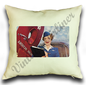 American Airlines 1950's Flight Attendant Linen Pillow Case Cover