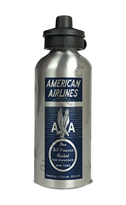 American Airlines 1940's Eagle Timetable Cover Aluminum Water Bottle