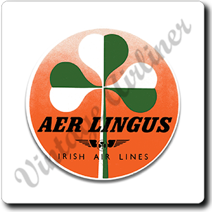 Aer Lingus Green & White Shamrock Square Coaster