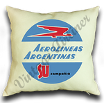 Aerolineas Argentinas 1960’s Vintage Bag Sticker Linen Pillow Case Cover