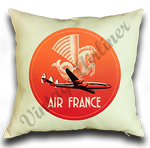 Air France 1950's Bag Sticker Linen Pillow Case Cover