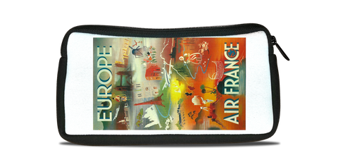 Air France Vintage 1970's Europe Brochure Cover Bag Sticker Travel Pouch