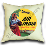 Air India Vintage Bag Sticker Linen Pillow Case Cover