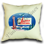 Alaska Airlines 1960's Vintage Linen Pillow Case Cover