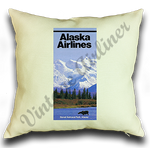 Alaska Airlines 1970's Timetable Cover Linen Pillow Case Cover