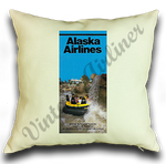 Alaska Airlines 1980's Timetable Cover Linen Pillow Case Cover