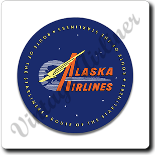Alaska Airlines Vintage Round Bag Sticker Square Coaster