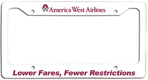 America West Airlines Lower Fares, Fewer Restrictions License Plate Frame