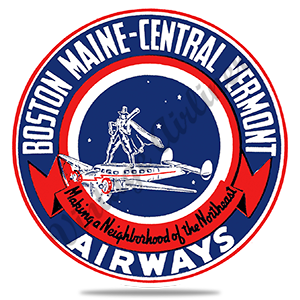Boston Maine-Central Vermont Airways Vintage Bag Sticker Round Coaster